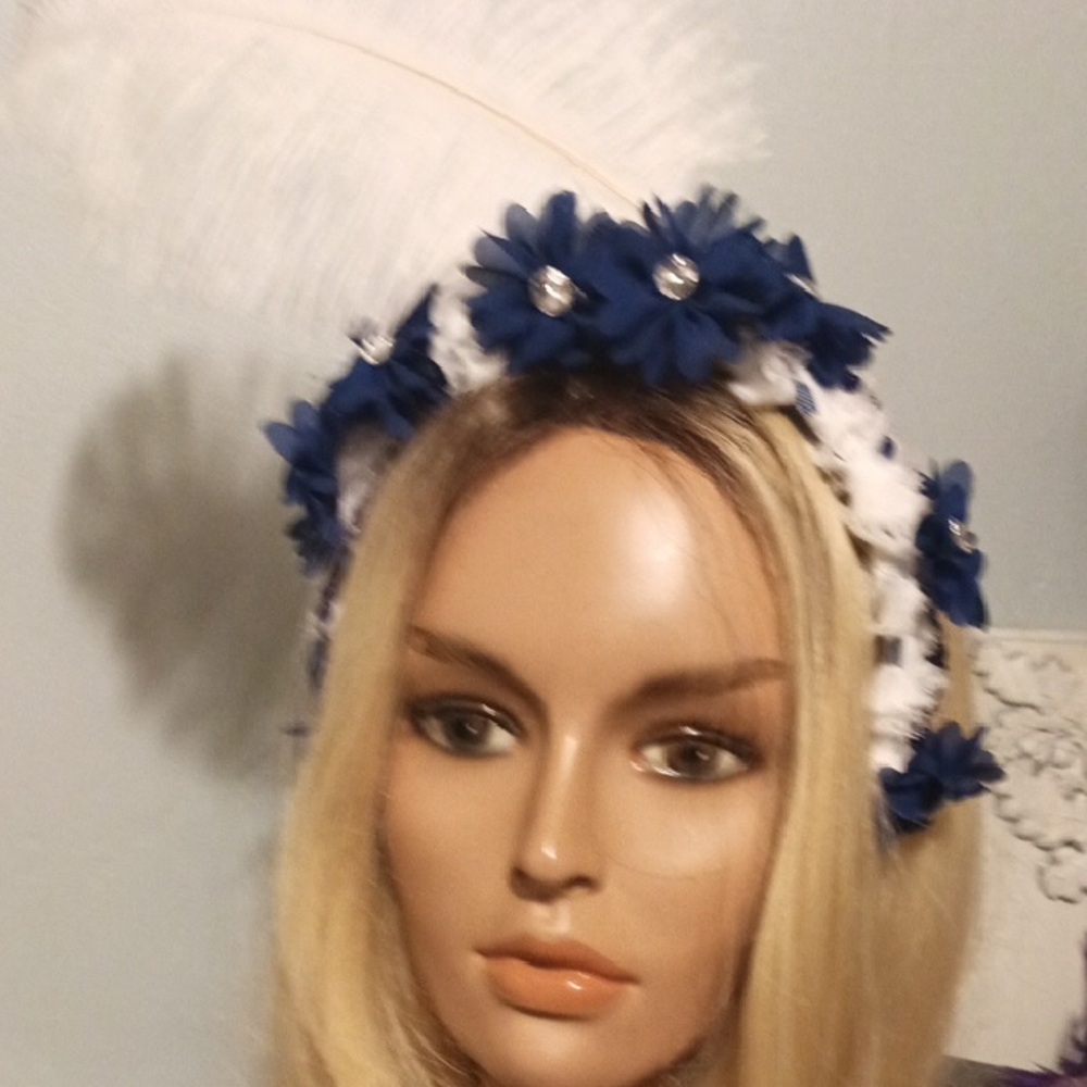 Elegant Blue and White Floral Headband